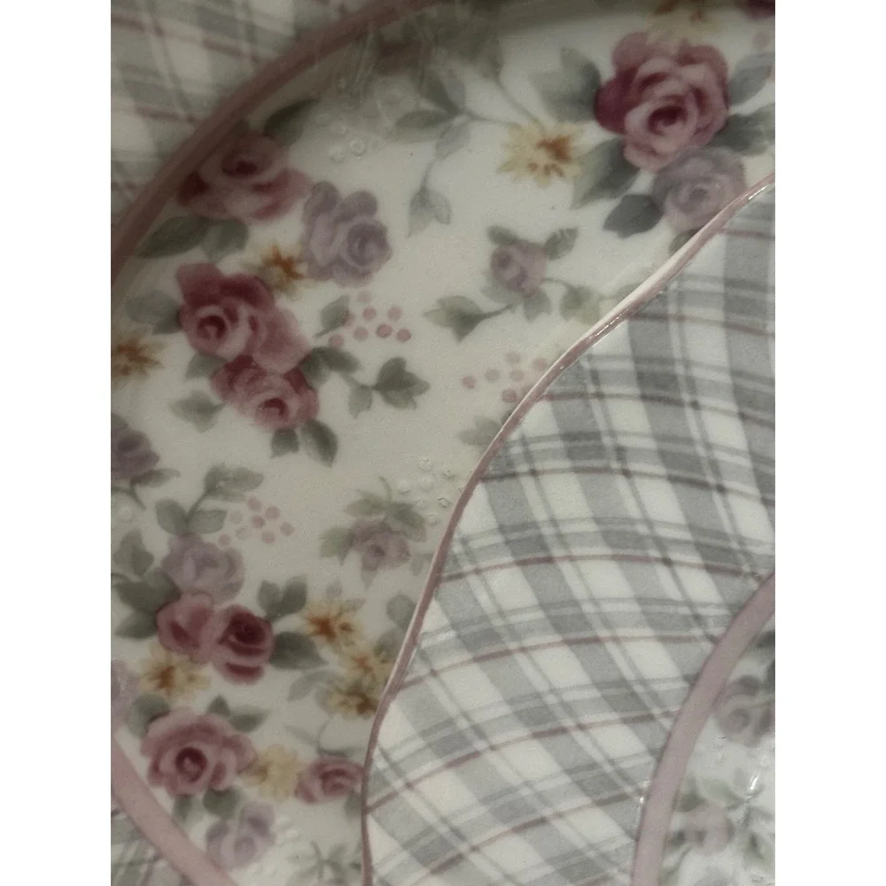 Jessica McClintock Westbury Court Clarise Dinner Plates Floral Plaid Set of 2